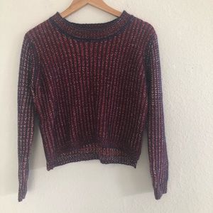 Lavand Burgundy/Blue Long Sleeve Sweater Size M